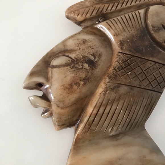 Vintage Stone Wall Art Aztec Style Face - Picture 6 of 8